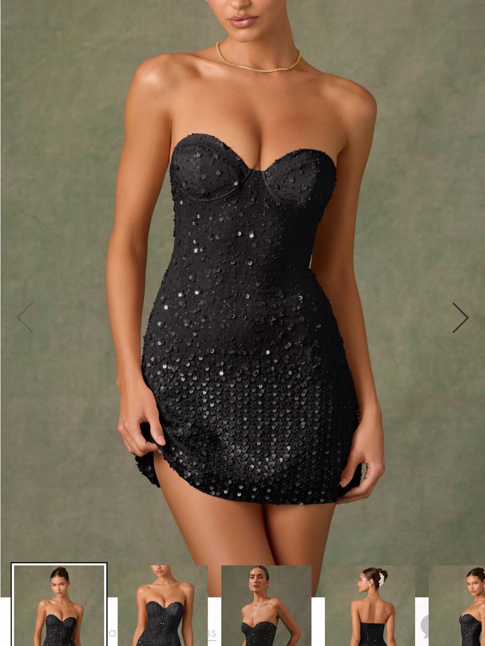 Oh Polly Black Strapless Sequin Mini Dress